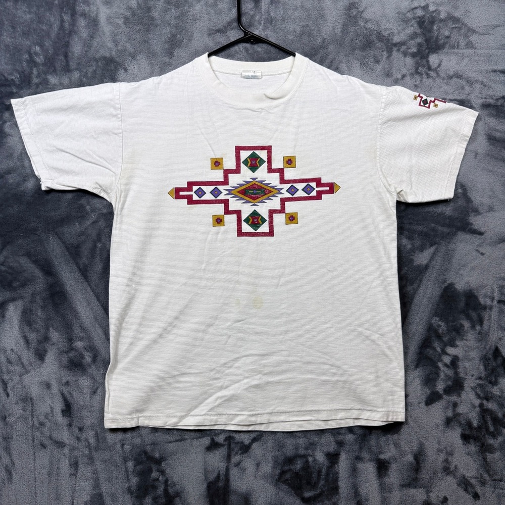 Colorado Coyote T-Shirt Mens Large White Ribbed Southwestern Graphic Tee Vintage